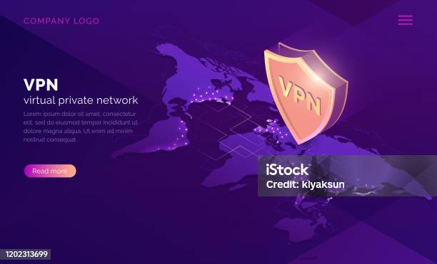 Vpn Virtual Private Network Isometric Landing Page Stock Illustration ...