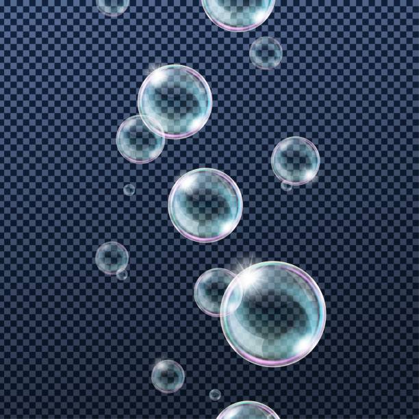透明な背景に分離された現実的な水のシャボン玉。 - soap sud bubble isolated washing点のイラスト素材／クリップアート素材／マンガ素材／アイコン素材