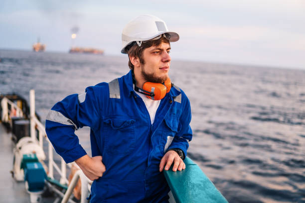 istock Marine Deck Officer or Chief mate on deck of offshore vessel 1202316575