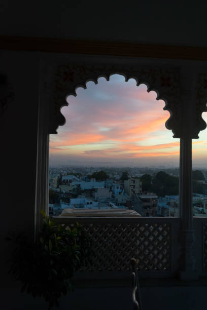 istock Beautiful sunrise view at Udaipur, India 1202318320