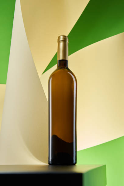 Wine bottle on artistic paper background