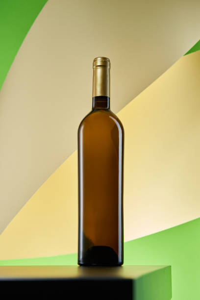 Wine bottle on artistic paper background