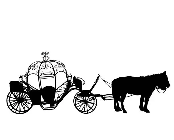 Vector illustration of Carriage and horse