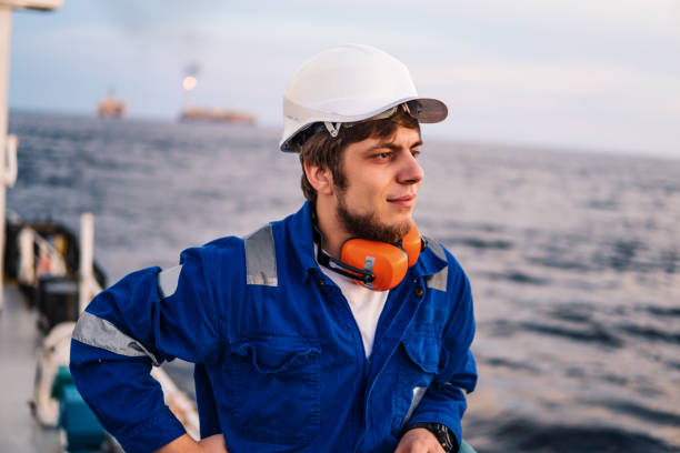 istock Marine Deck Officer or Chief mate on deck of offshore vessel 1202320342