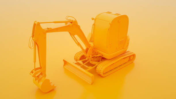 istock Excavator isolated on yellow background. 3d illustration 1202320987