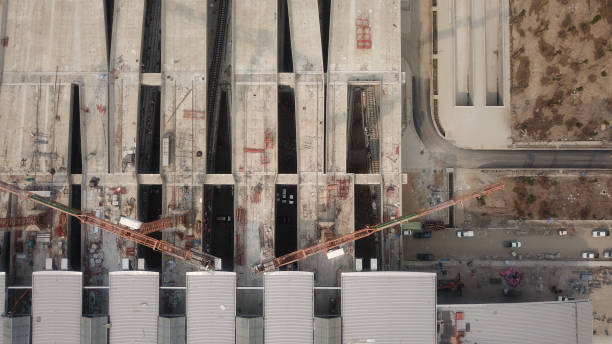 istock Infrastructure Train Station Railway Construction Developing Country Top View Drone Aerial Crane 1202321292