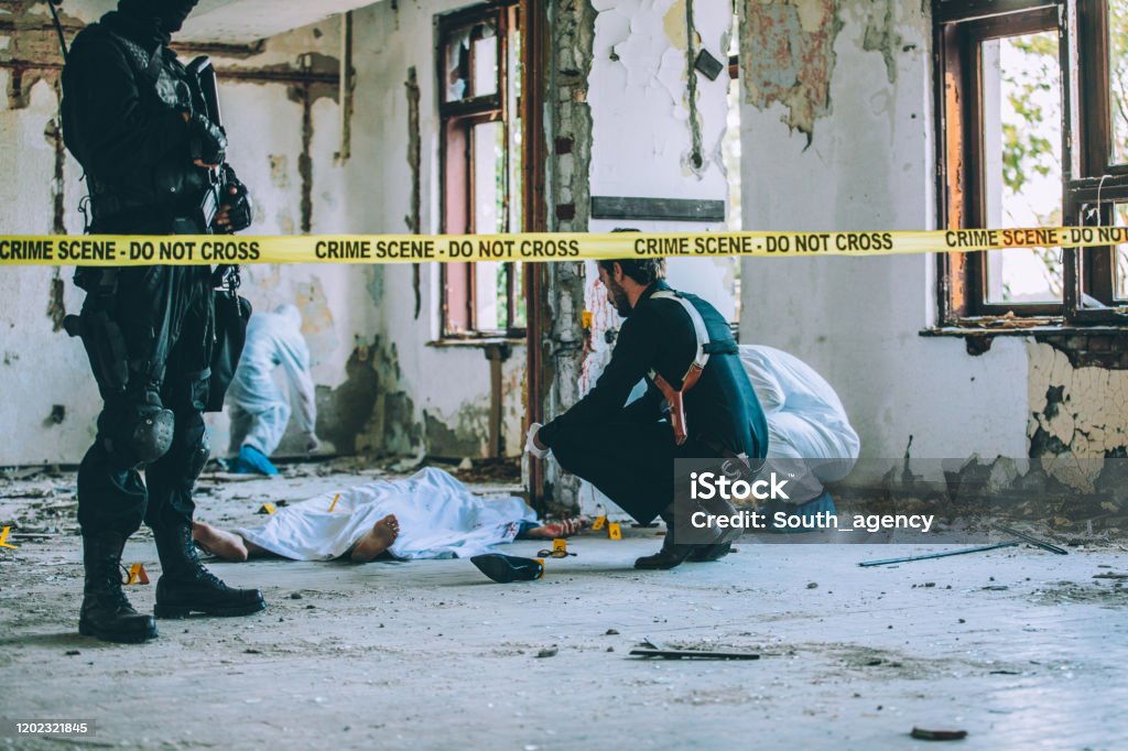 살인 현장에서 형사와 법의학 Criminal Investigation에 대한 스톡 사진 및 기타 이미지 - Criminal ...