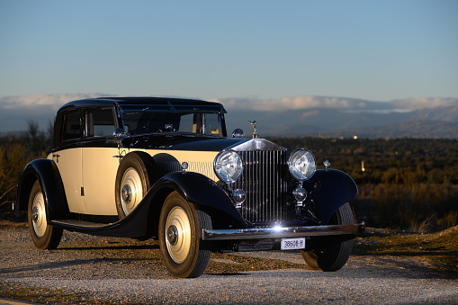 Rolls Royce Phantom 2 continental 1933, manufactured in England. Photo session held in Madrid, Spain on January 5, 2020