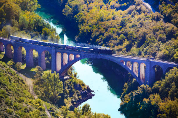 istock famous solkan bridge with the train 1202330878