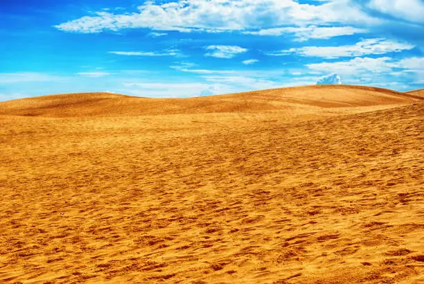 Beautiful Sad Dune with blue sky at Muine, Vietnam