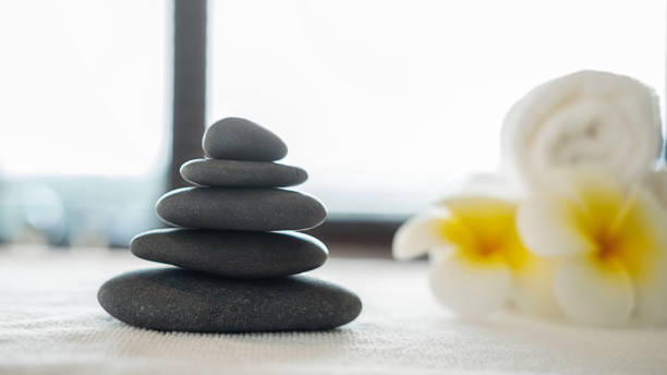 istock Spa treatment concept. Spa background with spa accessories on white bathroom background. 1202331922