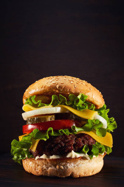 istock Home made hamburger with lettuce and cheese 1202338437