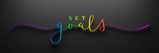 istock 3D render of SET GOALS brush calligraphy banner 1202338760
