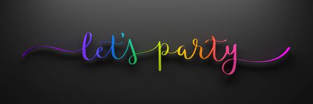 istock 3D render of LET'S PARTY brush calligraphy banner 1202338762