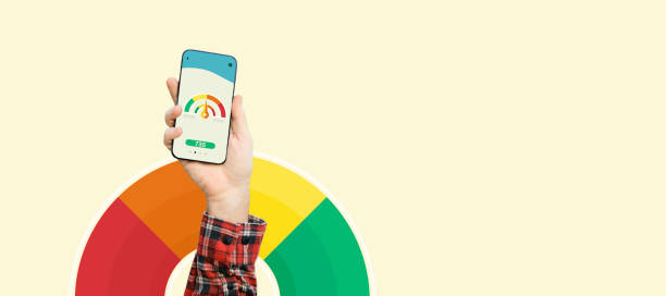 Smart Phone Showing Credit Score On A Screen