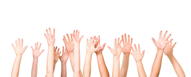 istock Group of Hands in the air 120233906