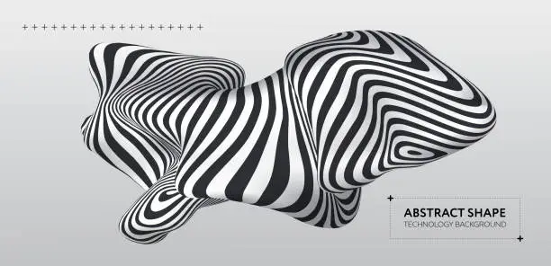 Vector illustration of Black and White Abstract Blob Design. Three Dimensional.