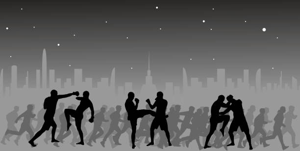 Silhouettes sports people.Poster. Silhouettes sports people.Poster. boxing illustrations stock illustrations