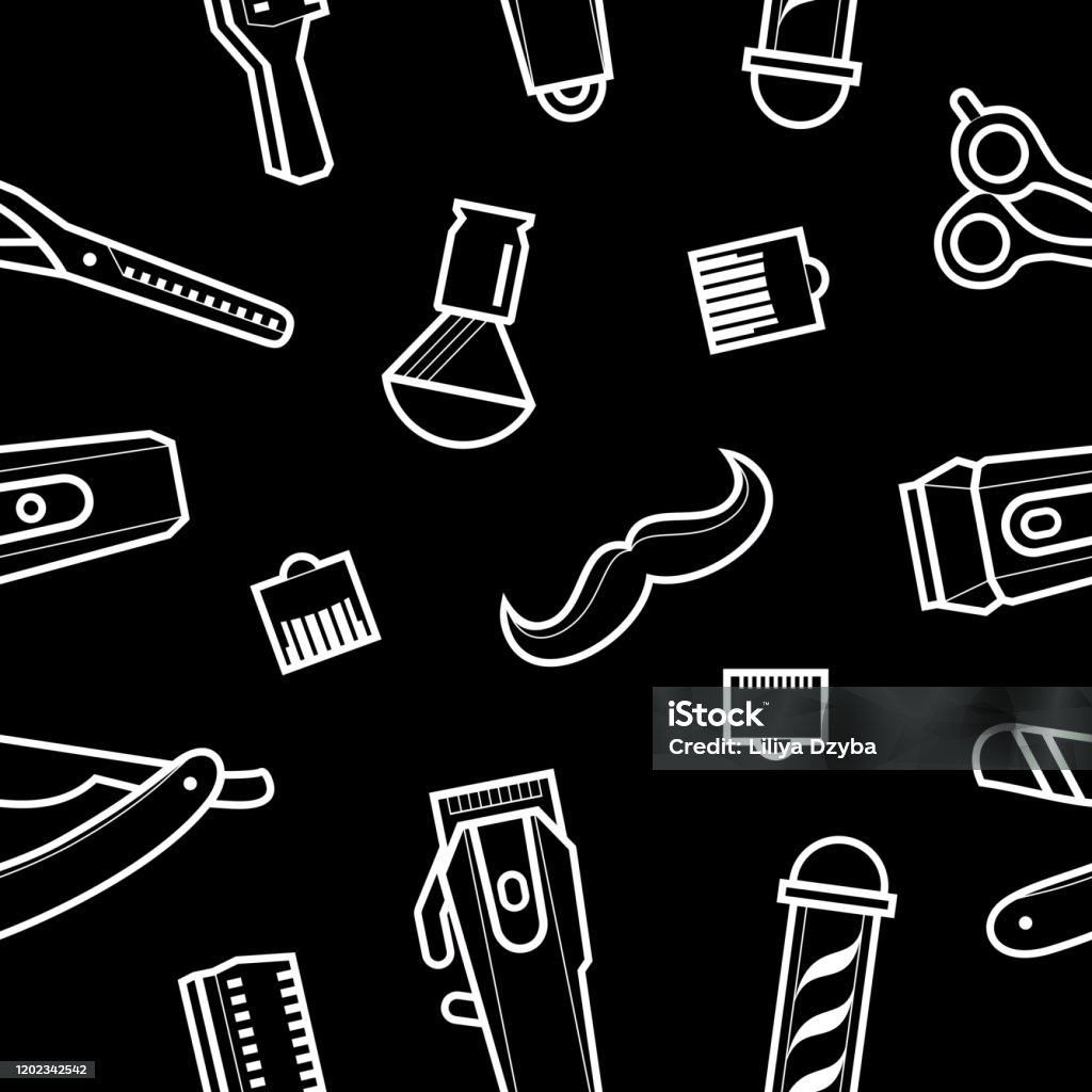 Barbershop Background Haircuts And Shaving Tools Vector Seamless  Illustration In Flat Style Idea Printing On Fabric Design In Advertising  Stock Illustration - Download Image Now - iStock