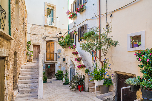 Scenic sight in Polignano a Mare, Bari Province, Apulia (Puglia), southern Italy.