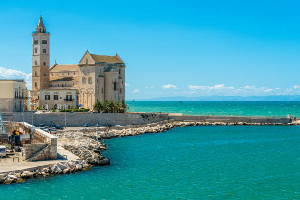 trani front de mer avec la belle cathédrale. province de barletta andria trani, pouilles (puglia), italie méridionale. - brindisi photos et images de collection