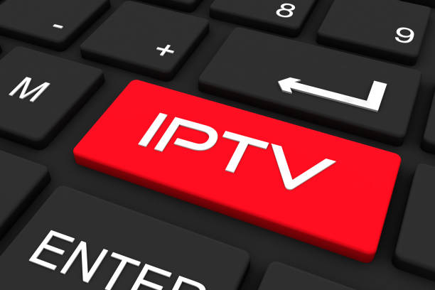 istock 3D render. Black keyboard with iptv key , Business and technology concept background 1202354411