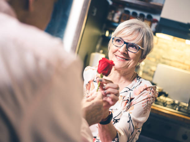 istock Senior couple Valentines Dinner 1202355778