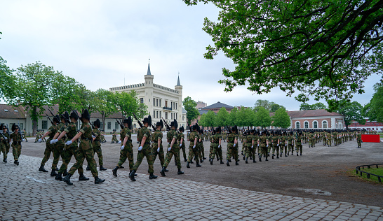 Oslo, Norway - June 6 2019: battalion of the Norwegian Army serving as the Royal Guards.
