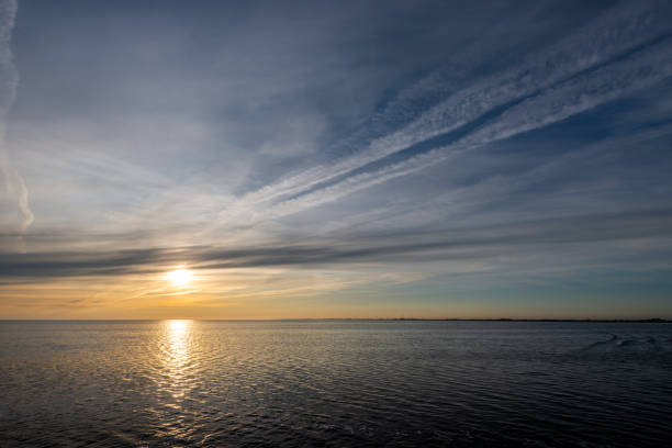 Winter landscape of Baltic Sea coast in Gdynia Orowo at sunrise, Baltic Sea. Poland