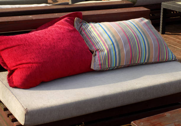 Softy, colorful pillows on the sofa