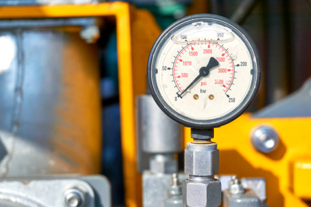 istock Closeup of old pressure gauge 1202362897