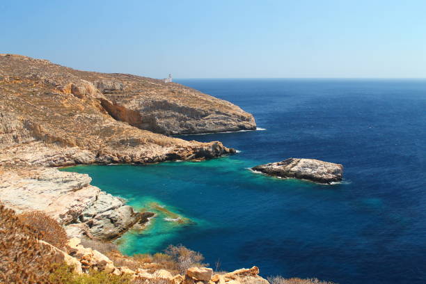 Blue water on the cyclades islands in Greece