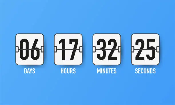 Vector illustration of Countdown timer. Clock counter. Mechanical scoreboard. Vector template for your design.