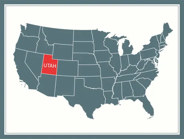 Vector illustration of Utah outline vector map USA printable