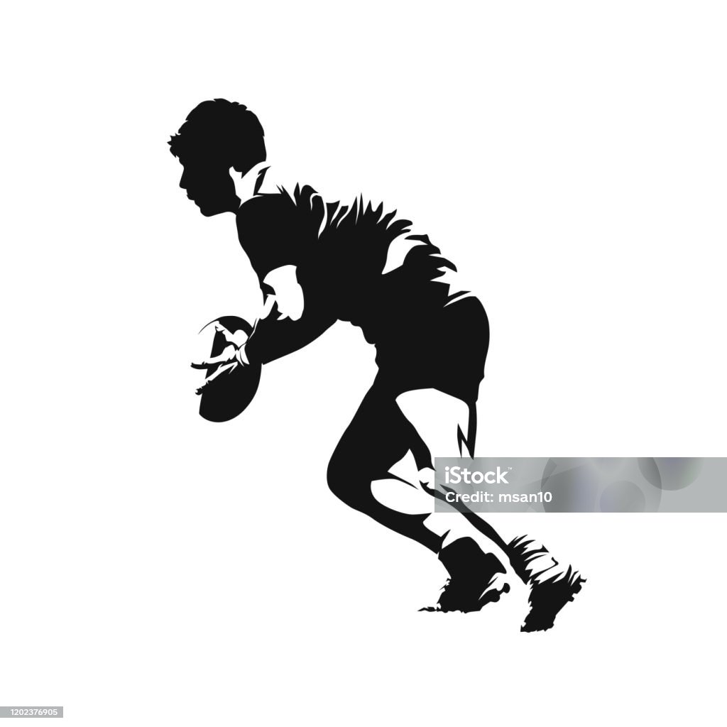 Cầu Thủ Bóng Bầu Dục Chạy Với Quả Bóng Hình Bóng Vector Bị Cô Lập ...