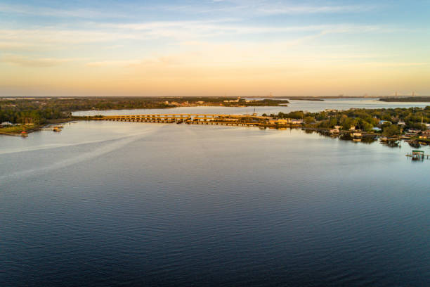 istock Aerial View over Florida River at Sunset 1202377368