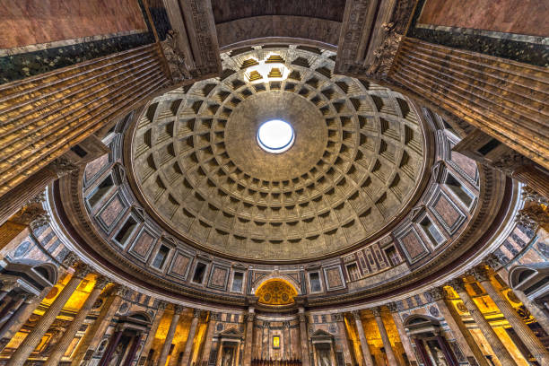 das pantheon, rom italien. - kuppeldach fotos stock-fotos und bilder