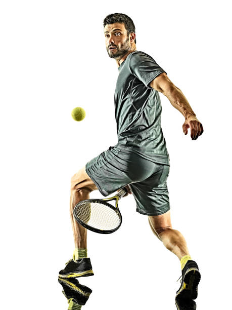 istock mature tennis player man isolated white background 1202384618