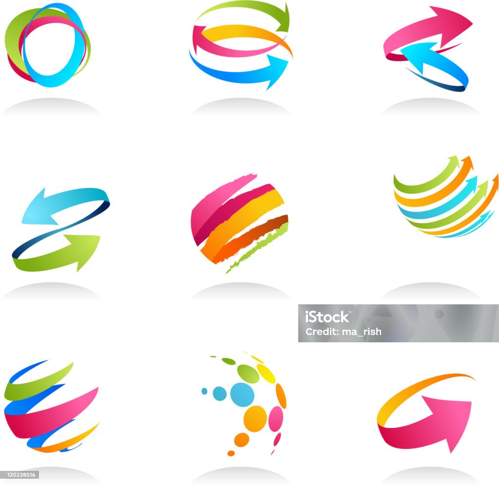 Colorido abstractos y elementos de diseño de iconos - arte vectorial de Señal de flecha libre de derechos