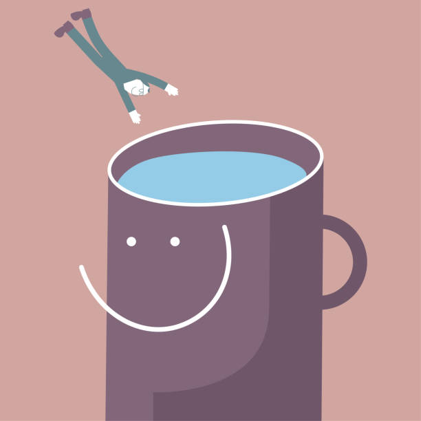 istock With a smiling expression, the brain is a swimming pool, and a man is diving. Isolated on brown background. 1202392175
