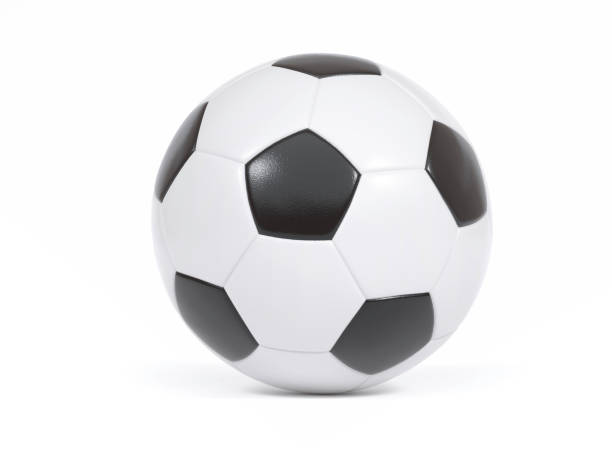 istock Traditional black and white soccer ball on white background 1202392713