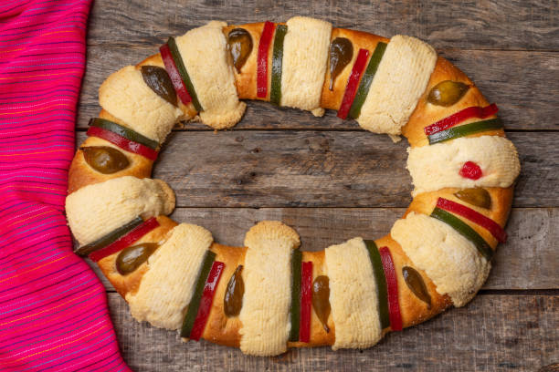 istock Kings day bread also called epiphany cake on wooden background 1202395432