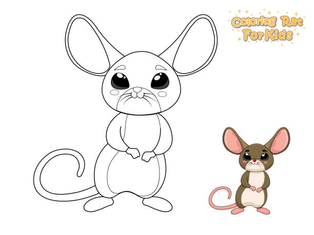 Coloring The Cute Cartoon Rat Educational Game For Kids Vector Illustration  With Cartoon Animal Characters Stock Illustration - Download Image Now -  iStock