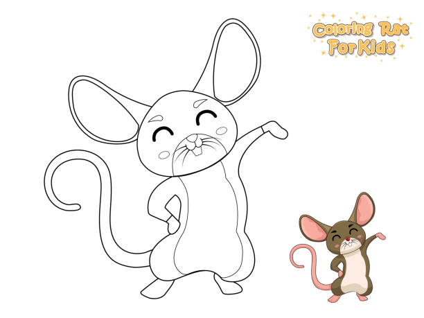 Coloring The Cute Cartoon Rat Educational Game For Kids Vector Illustration  With Cartoon Animal Characters Stock Illustration - Download Image Now -  iStock