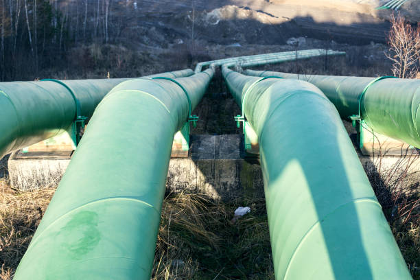 istock Large water pipes for pumping water from the quarry 1202403484