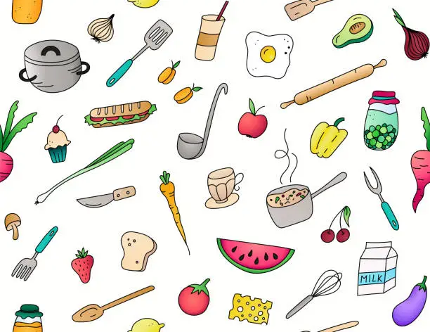 Vector illustration of Foodie seamless pattern