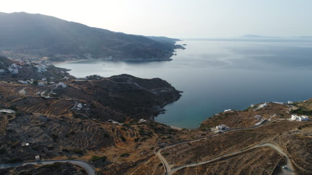 Village of Koubara on the island of Ios from the sky