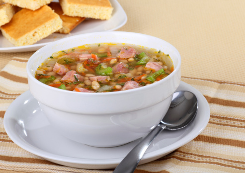 Ham and bean soup with corn bread