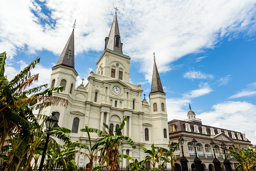 The beautiful Saint Louis Cathedral in the French Quarter in New Orleans, Louisiana.