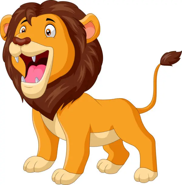 Vector illustration of A cute cartoon lion roaring